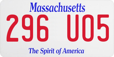 MA license plate 296UO5