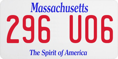 MA license plate 296UO6