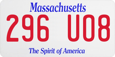MA license plate 296UO8