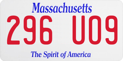 MA license plate 296UO9