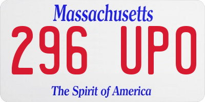 MA license plate 296UP0
