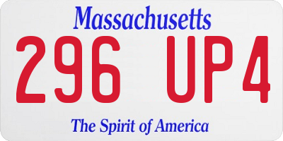 MA license plate 296UP4