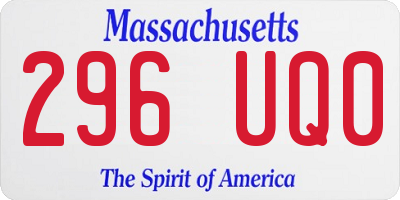 MA license plate 296UQ0