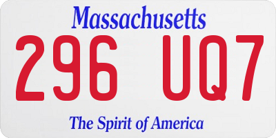 MA license plate 296UQ7
