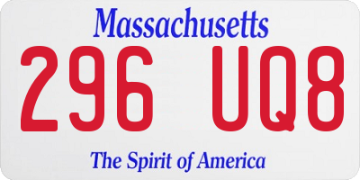 MA license plate 296UQ8