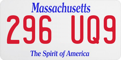 MA license plate 296UQ9