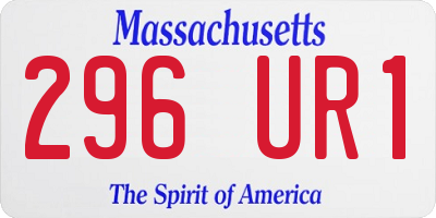MA license plate 296UR1