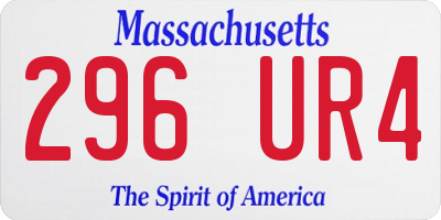 MA license plate 296UR4