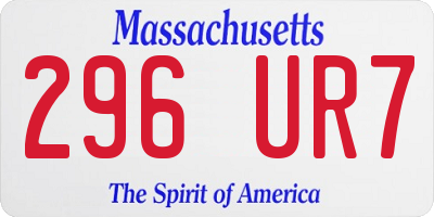 MA license plate 296UR7