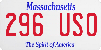 MA license plate 296US0