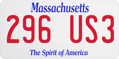 MA license plate 296US3