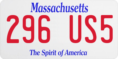 MA license plate 296US5
