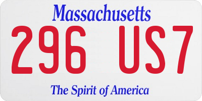 MA license plate 296US7