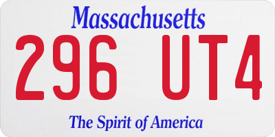 MA license plate 296UT4