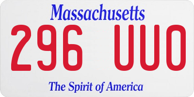 MA license plate 296UU0