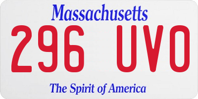 MA license plate 296UV0