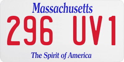 MA license plate 296UV1