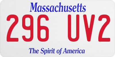 MA license plate 296UV2
