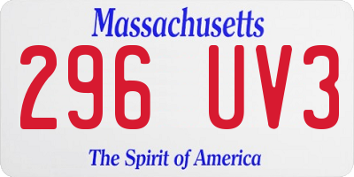 MA license plate 296UV3
