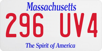 MA license plate 296UV4