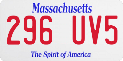 MA license plate 296UV5