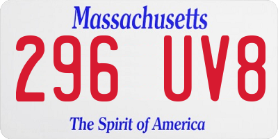 MA license plate 296UV8