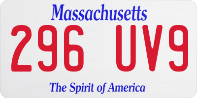 MA license plate 296UV9