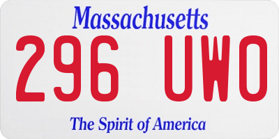 MA license plate 296UW0