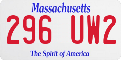 MA license plate 296UW2
