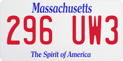 MA license plate 296UW3