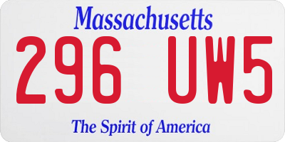 MA license plate 296UW5