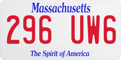 MA license plate 296UW6