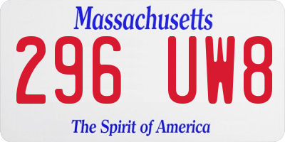 MA license plate 296UW8