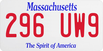 MA license plate 296UW9