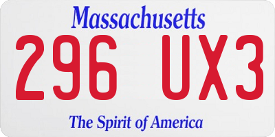 MA license plate 296UX3