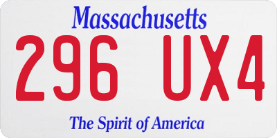 MA license plate 296UX4