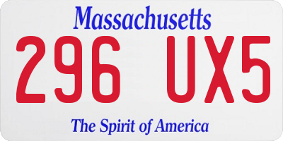 MA license plate 296UX5