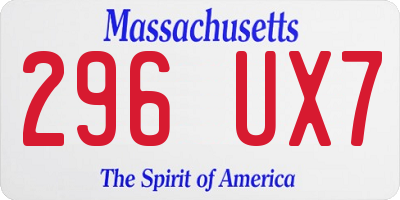 MA license plate 296UX7