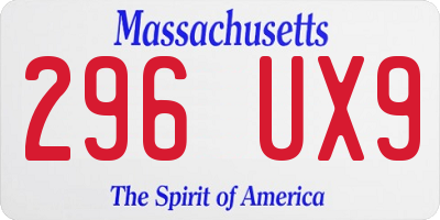MA license plate 296UX9