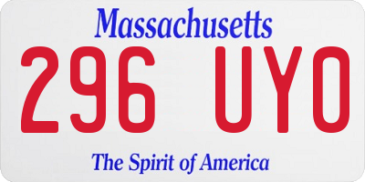 MA license plate 296UY0