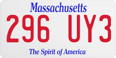 MA license plate 296UY3