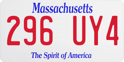 MA license plate 296UY4