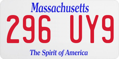 MA license plate 296UY9