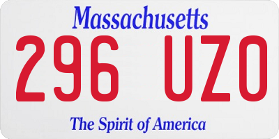 MA license plate 296UZ0