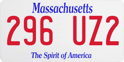 MA license plate 296UZ2