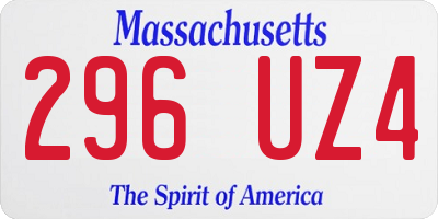 MA license plate 296UZ4