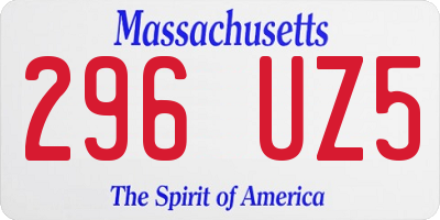 MA license plate 296UZ5