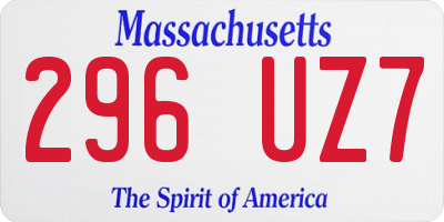 MA license plate 296UZ7