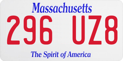 MA license plate 296UZ8