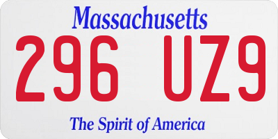 MA license plate 296UZ9